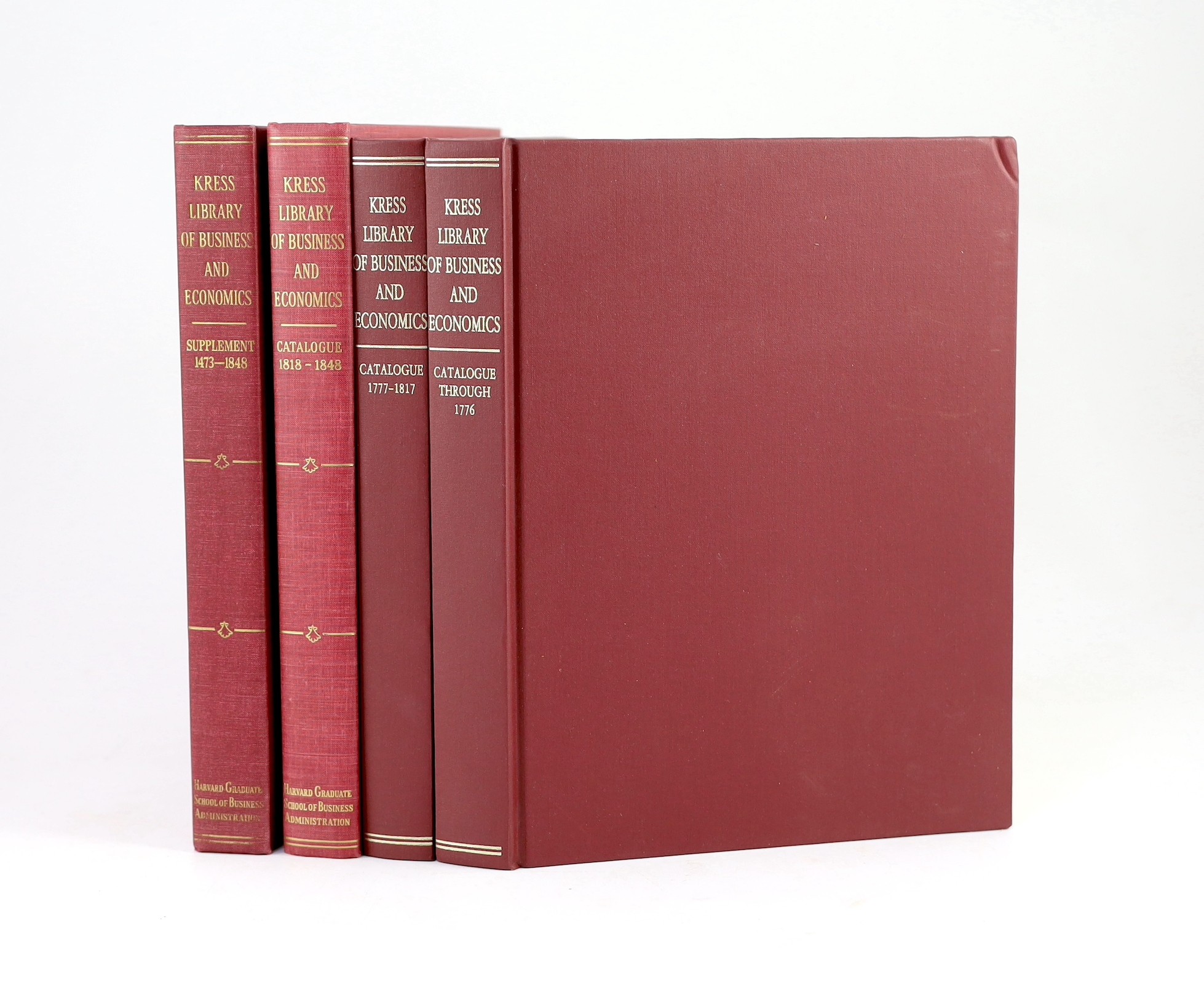 The Kress Library of Business and Economics, Catalogue. 4 vols. publisher's gilt lettered cloth, 4vo. Boston & Cambridge (Mass.), 1964